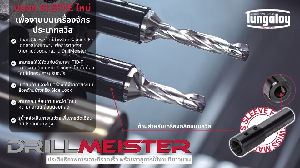 DrillMeister มีปลอก Sleeve เสริมใหม่ เพื่องานบนเครื่องจักรประเภทสวิส โดยเฉพาะ