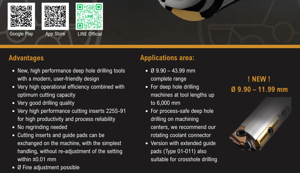 ดอกสว่านเจาะรูลึก Botek Type 01 เทคโนโลยีความแม่นยำสูงสำหรับงาน Deep Hole Drilling