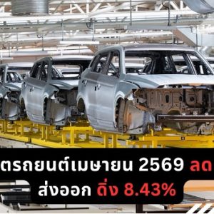 ยอดผลิตรถยนต์เมษายน 103,794 คันลดลง 0.44% ยอดส่งออกดิ่ง 8.43% ส.อ.ท. แนะจับตาสงครามตะวันออกกลาง