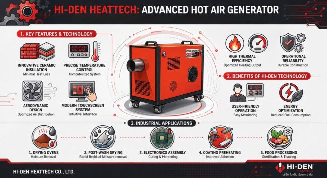 Hot Air Generator เครื่องกำเนิดลมร้อน จาก HI-DEN Heattech ยกระดับระบบให้ความร้อนอุตสาหกรรมอย่างมีประสิทธิภาพ